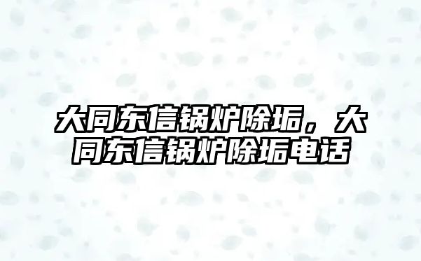 大同東信鍋爐除垢，大同東信鍋爐除垢電話