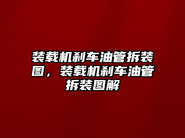 裝載機(jī)剎車油管拆裝圖，裝載機(jī)剎車油管拆裝圖解