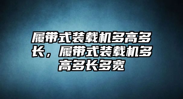 履帶式裝載機多高多長，履帶式裝載機多高多長多寬