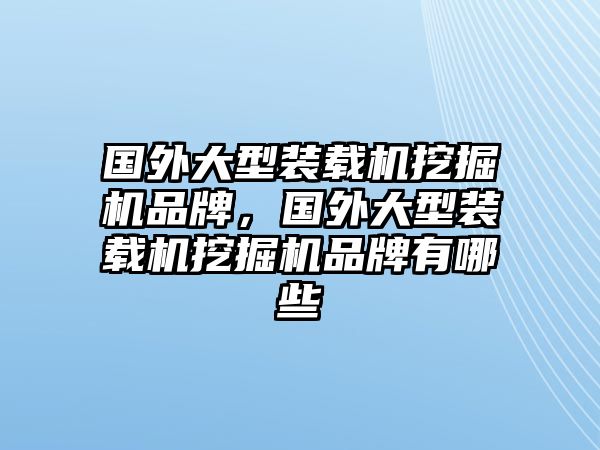 國外大型裝載機挖掘機品牌，國外大型裝載機挖掘機品牌有哪些