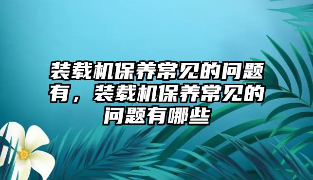 裝載機保養(yǎng)常見的問題有，裝載機保養(yǎng)常見的問題有哪些