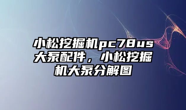 小松挖掘機pc78us大泵配件，小松挖掘機大泵分解圖