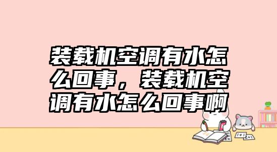 裝載機(jī)空調(diào)有水怎么回事，裝載機(jī)空調(diào)有水怎么回事啊