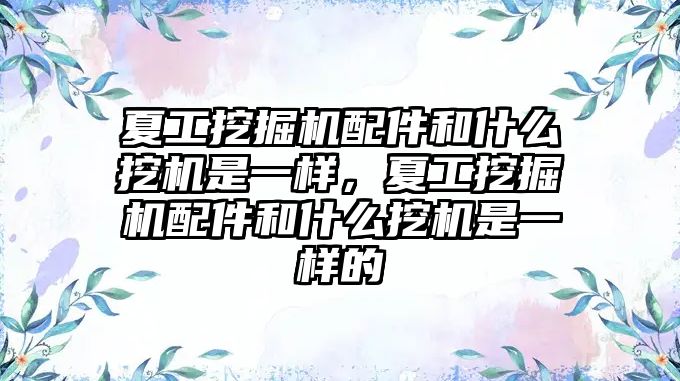 夏工挖掘機配件和什么挖機是一樣，夏工挖掘機配件和什么挖機是一樣的