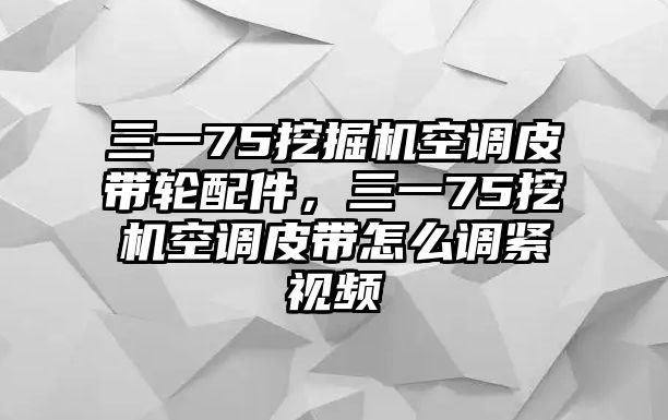 三一75挖掘機空調(diào)皮帶輪配件，三一75挖機空調(diào)皮帶怎么調(diào)緊視頻