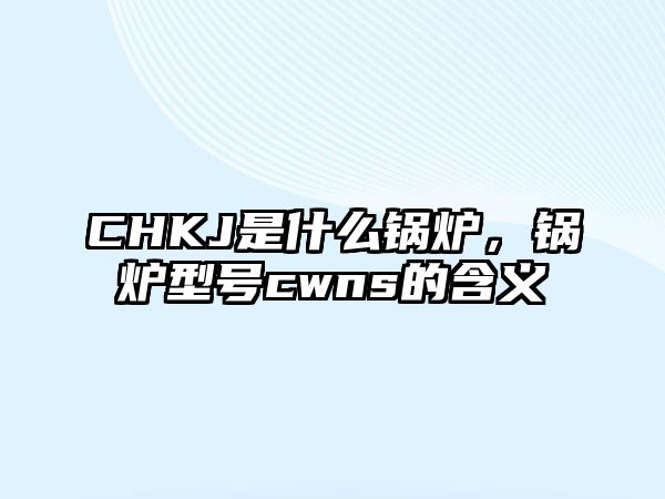 CHKJ是什么鍋爐，鍋爐型號(hào)cwns的含義