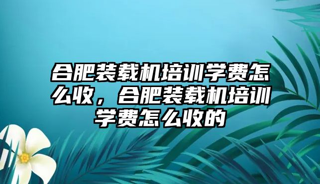 合肥裝載機培訓學費怎么收，合肥裝載機培訓學費怎么收的