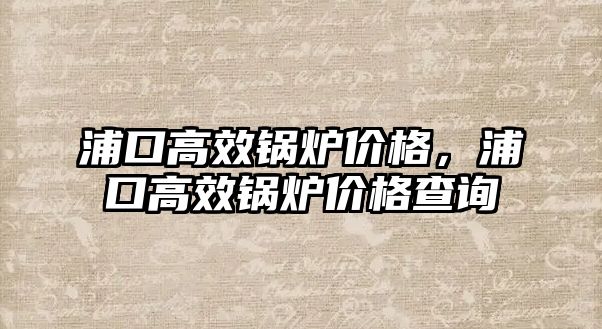 浦口高效鍋爐價格，浦口高效鍋爐價格查詢