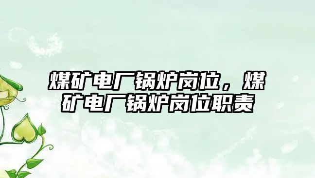 煤礦電廠鍋爐崗位，煤礦電廠鍋爐崗位職責